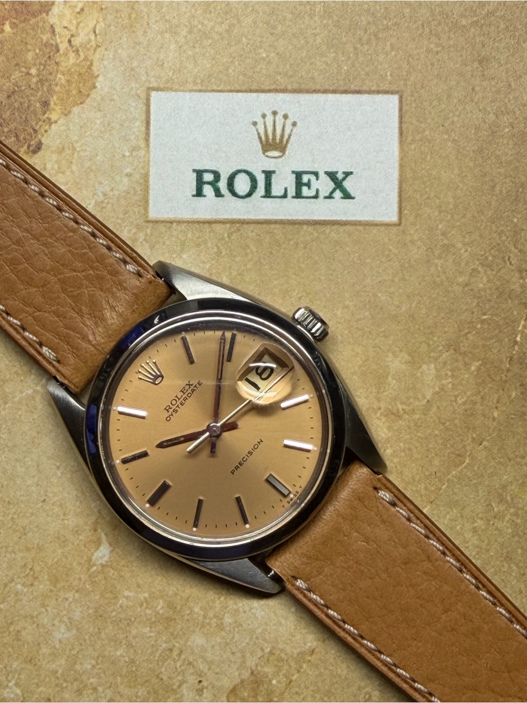 Rolex Oysterdate Precision With Rare Salmon Dial Rare  Elegant